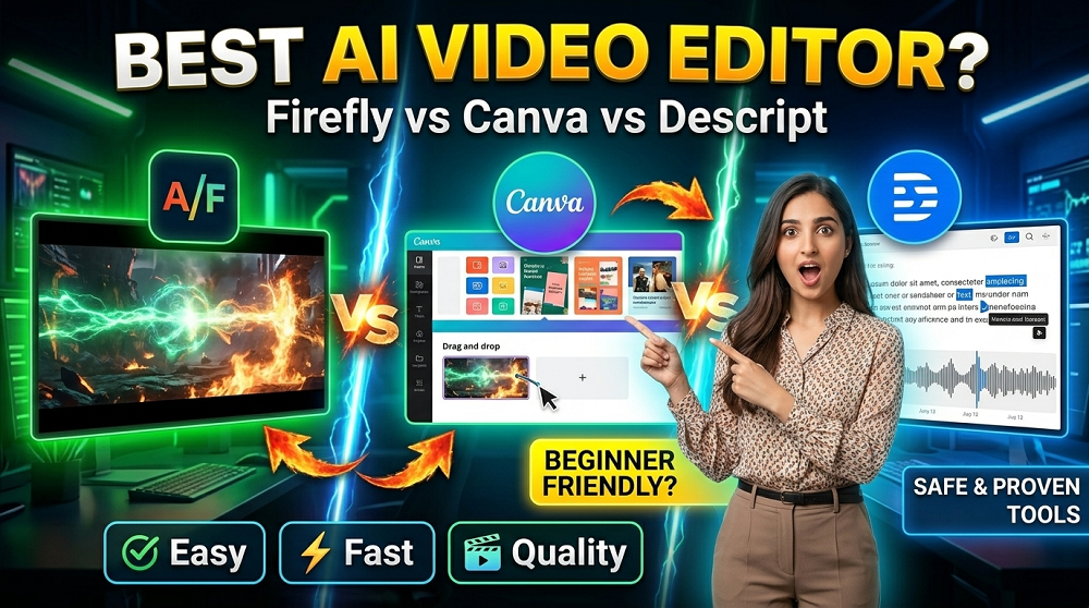 Adobe Firefly vs Canva vs Descript Which AI Video Editor Works Best for Beginners