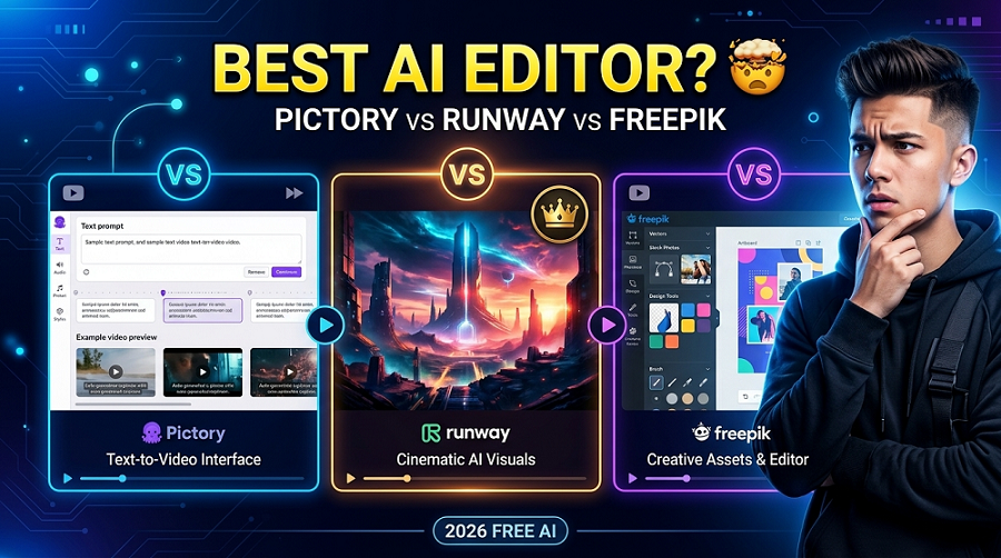 pictory vs runway vs freepik which ai video editor is best for content creators